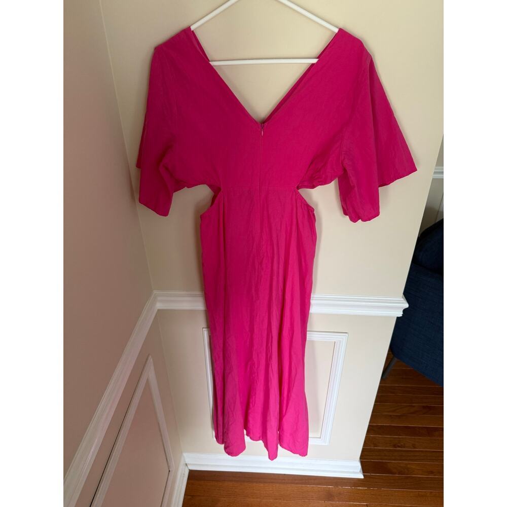 umgee | Vacation V-Neck O-Ring Detail Cutouts  Flowy Summer Preppy Maxi Dress - Picture 6 of 10